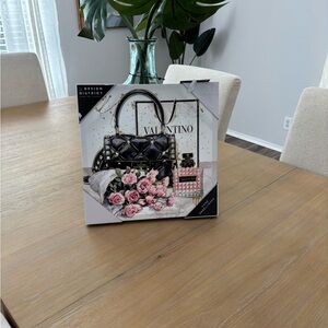 Valentino Black Quilted Handbag with Pink Roses